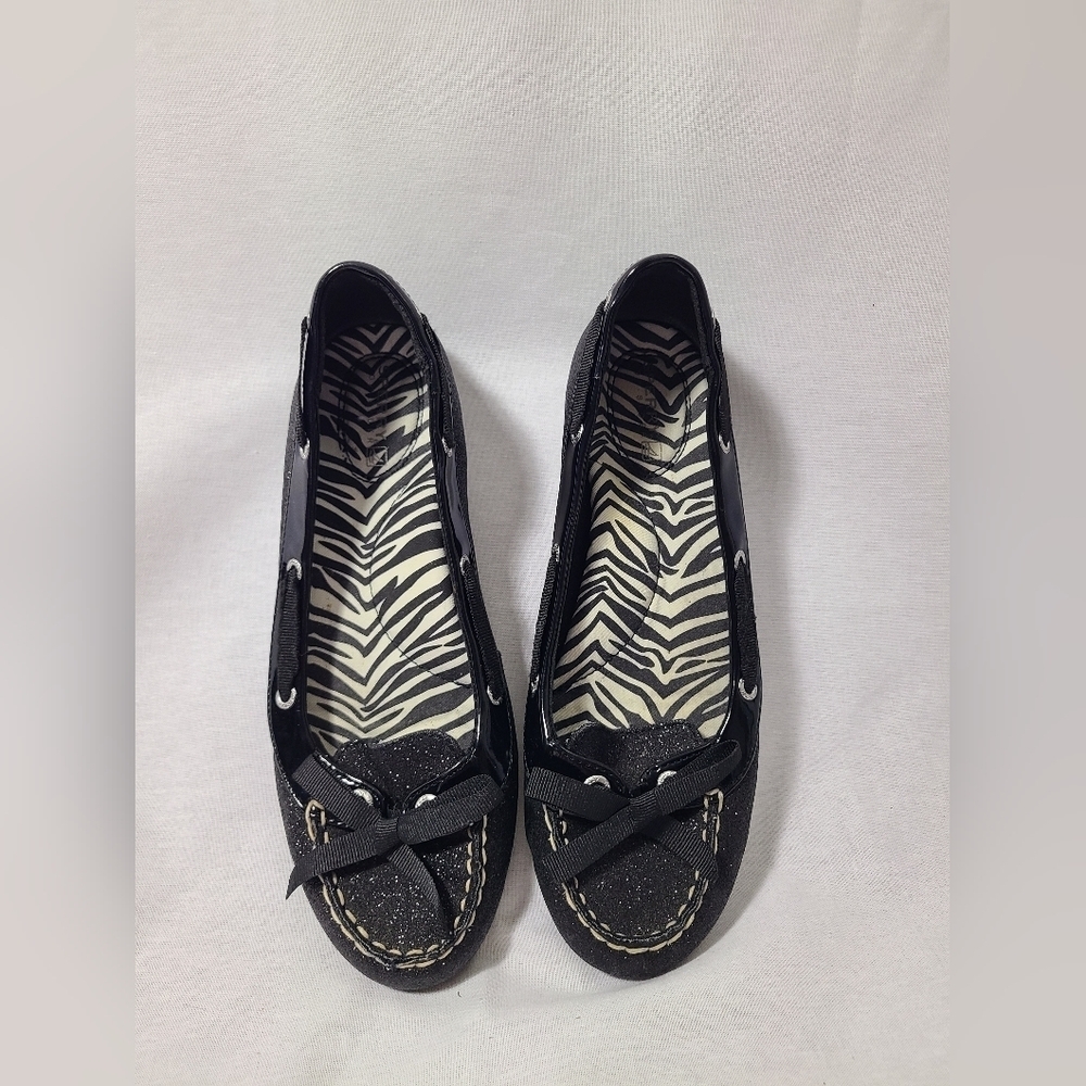 BLACK Glitter Sperry Flats Size 7